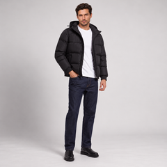 Chaqueta Acolchada con Capucha para Hombre, Cierre de Cremallera