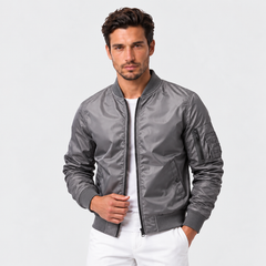 Men's Bomber Jacket - Ribbed Collar and Cuffs, Up to 5XL