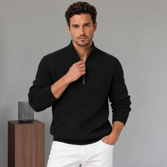 Jersey Media Cremallera Hombre de Punto Trenzado