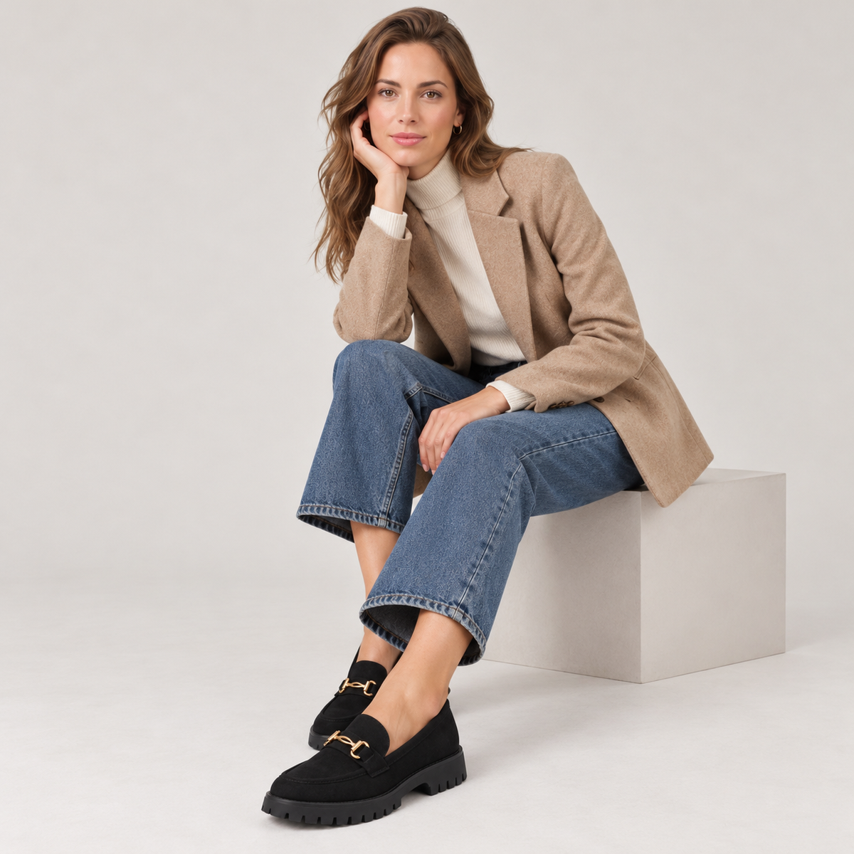 Women's Chunky Sole Loafers - Lug Sole Slip-On Shoes