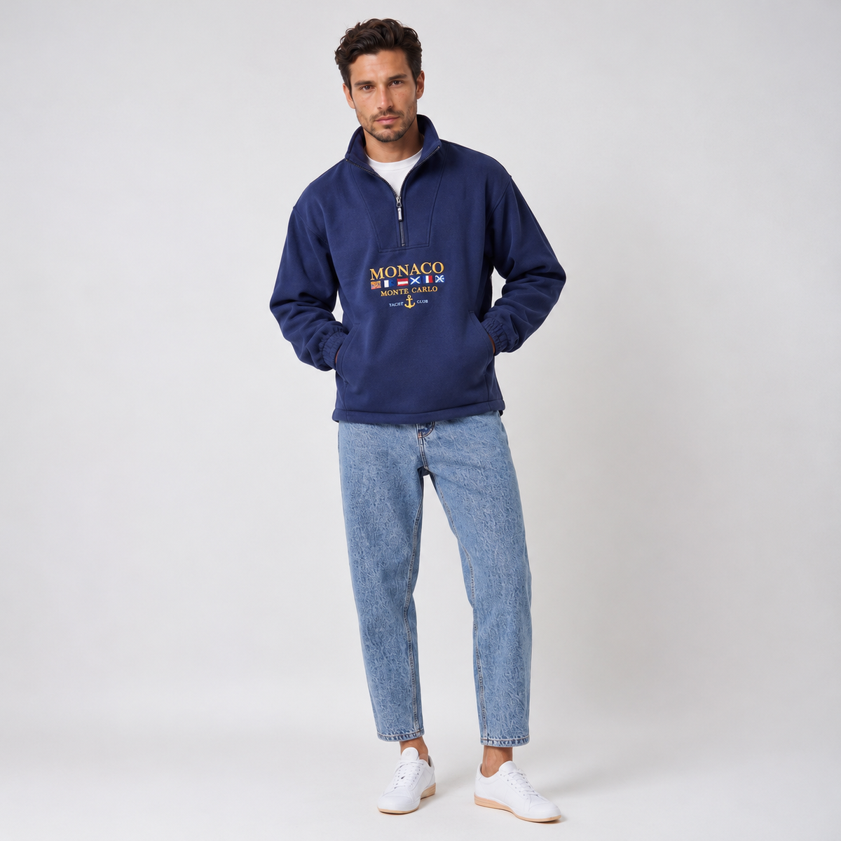 Men's Fleece-Lined Half-Zip Sweater - Quarter-Zip Pullover