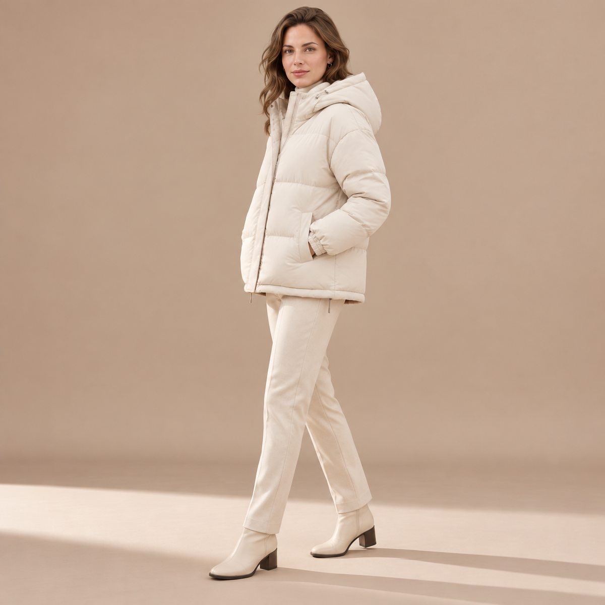 Women's Oversized Hooded Puffer Jacket - Loose Fit Quilted Coat
