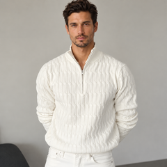 Jersey Media Cremallera Hombre de Punto Trenzado