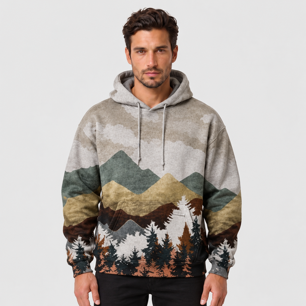 Men's Graphic Print Hoodie - Casual Pullover Hooded Sweatshirt