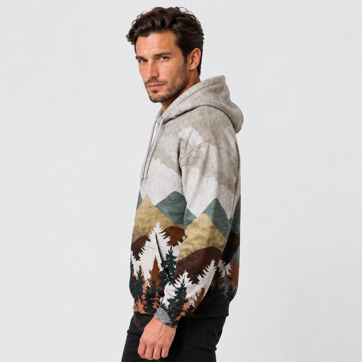 Men's Graphic Print Hoodie - Casual Pullover Hooded Sweatshirt