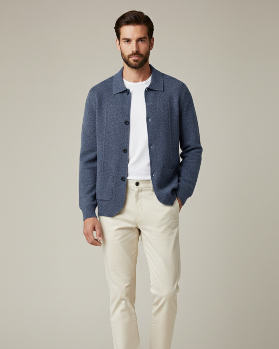 Sobrecamisa Hombre Cashmere Premium – 100% Cashmere con Botones