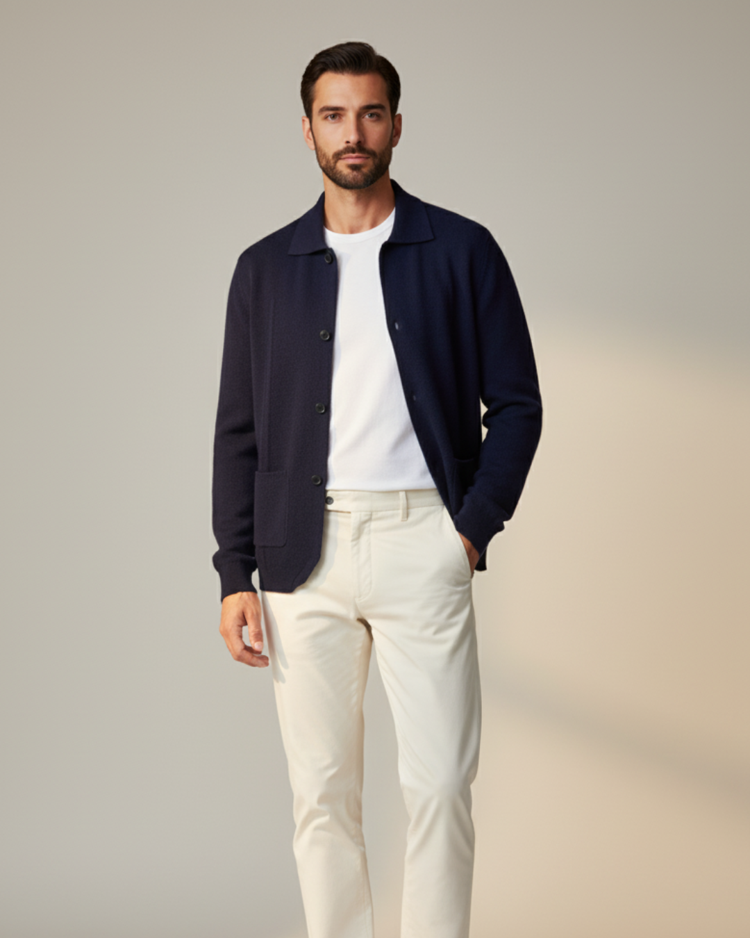 Sobrecamisa Hombre Cashmere Premium – 100% Cashmere con Botones