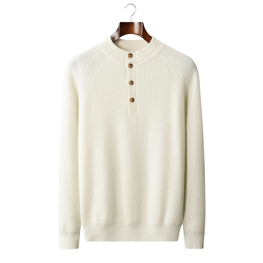 Jersey de Cashmere con Botones Premium – 100% Cashmere Clásico