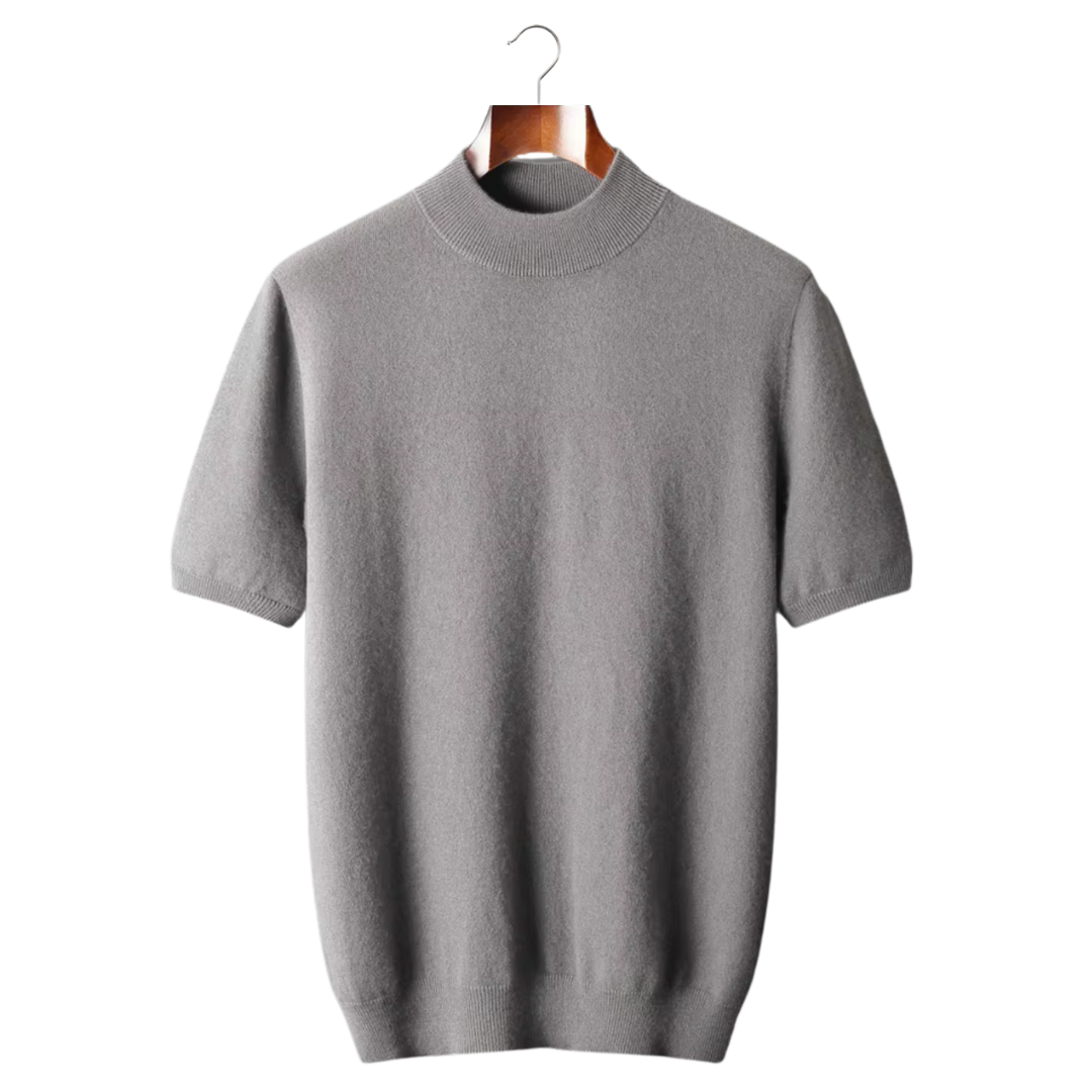 Camiseta Hombre Premium 100% Cashmere – Cuello Alto Elegante