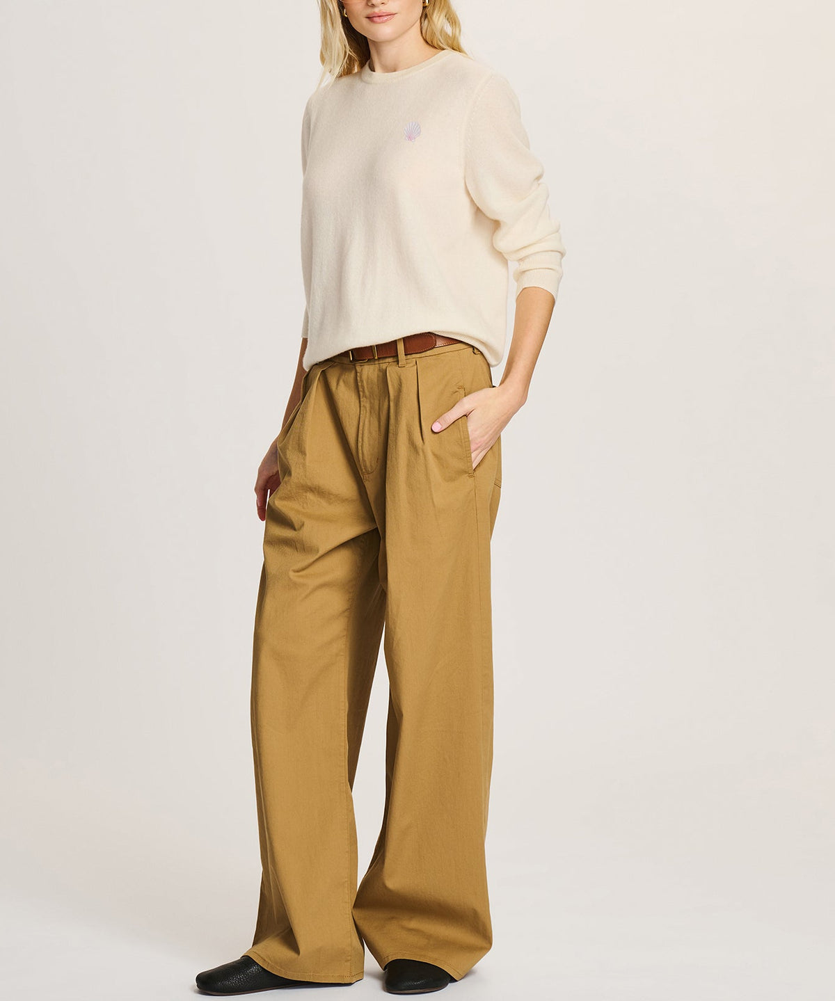 Jersey Mujer Premium 100% Cashmere – Cuello Redondo con Bordado