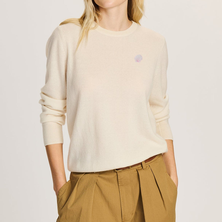 Jersey Mujer Premium 100% Cashmere – Cuello Redondo con Bordado