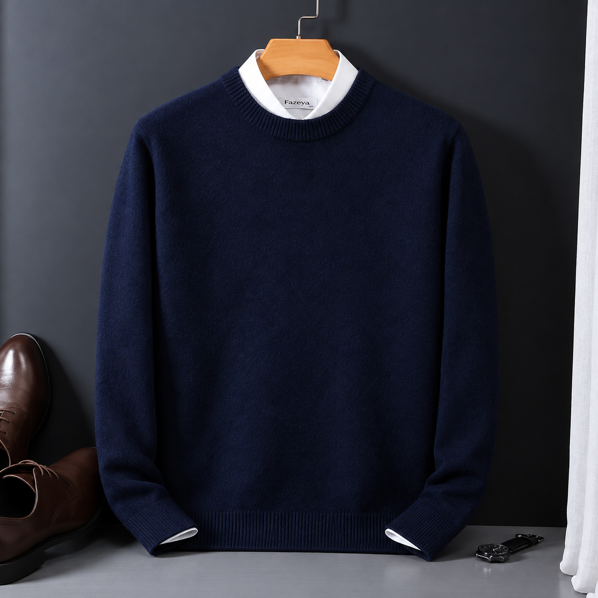 Men's Cashmere Crew Neck Sweater - Classic Pullover