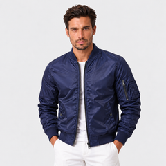 Men's Bomber Jacket - Ribbed Collar and Cuffs, Up to 5XL