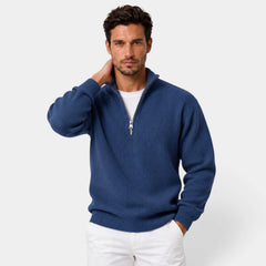 Men's Slim Fit Corduroy Zip-Up Sweater