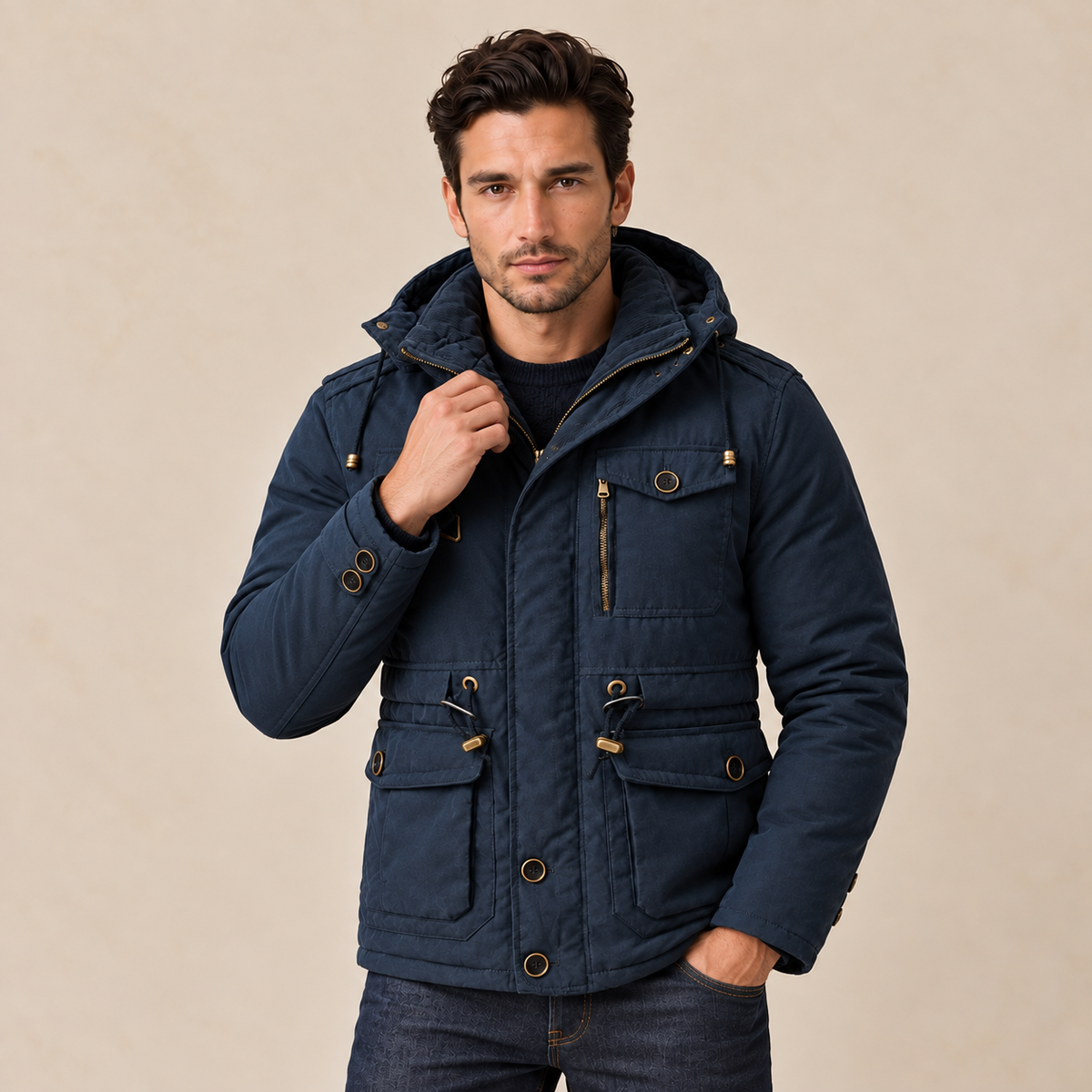 Men's Hooded Winter Utility Jacket - Warm Field Coat