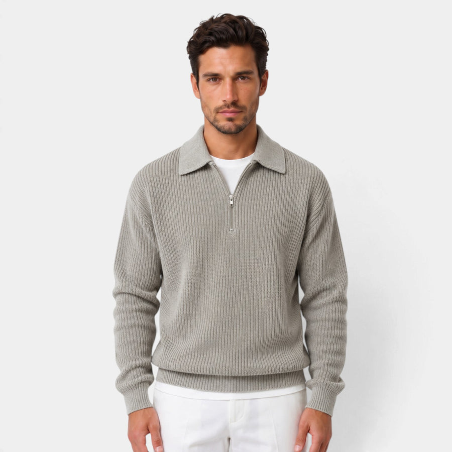 Jersey Cremallera Hombre de Punto Acanalado
