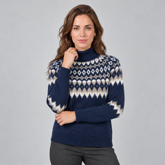 Jersey de Mujer de Cuello Alto con Estampado Fair Isle