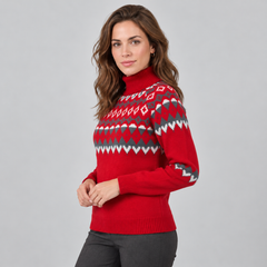 Jersey de Mujer de Cuello Alto con Estampado Fair Isle