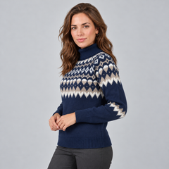 Jersey de Mujer de Cuello Alto con Estampado Fair Isle