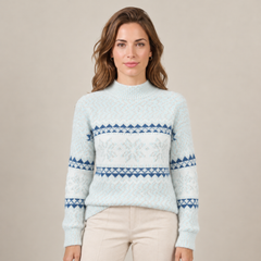 Women's Snowflake Knit Sweater - Holiday Fair Isle Pullover