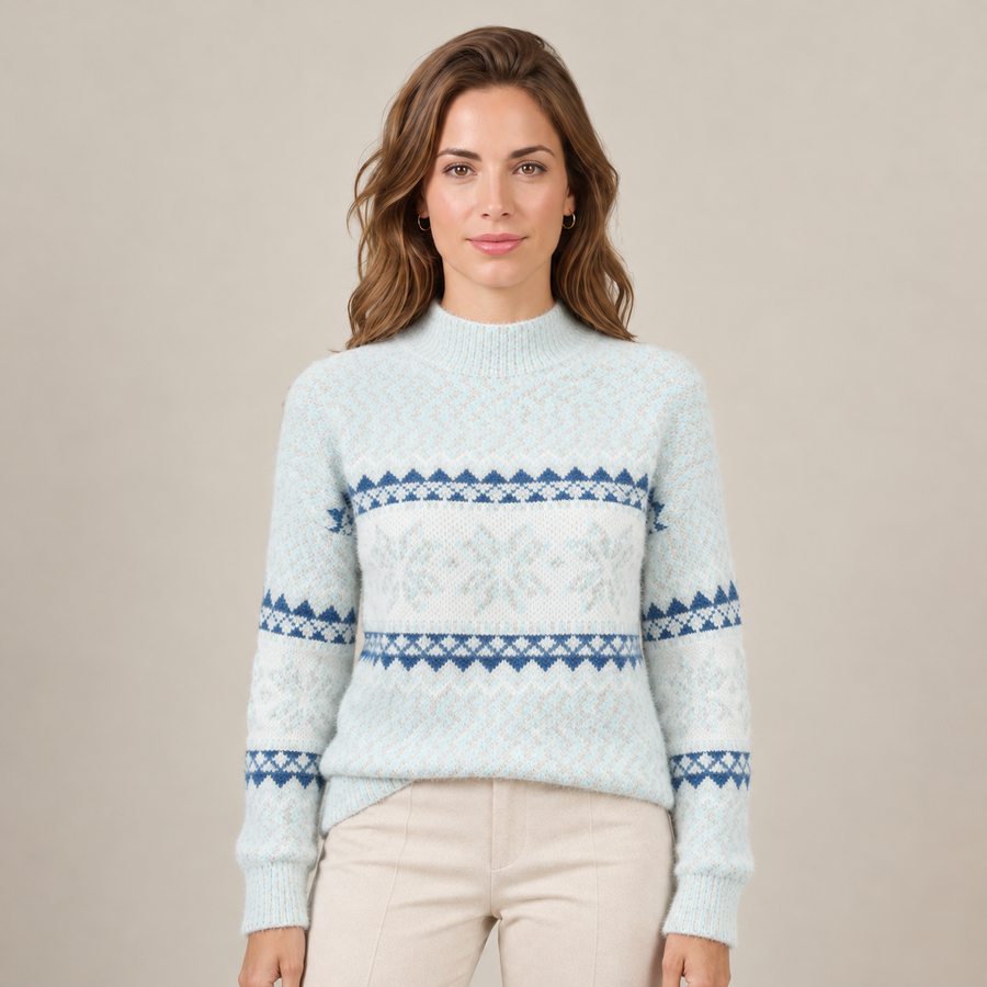 Women's Snowflake Knit Sweater - Holiday Fair Isle Pullover