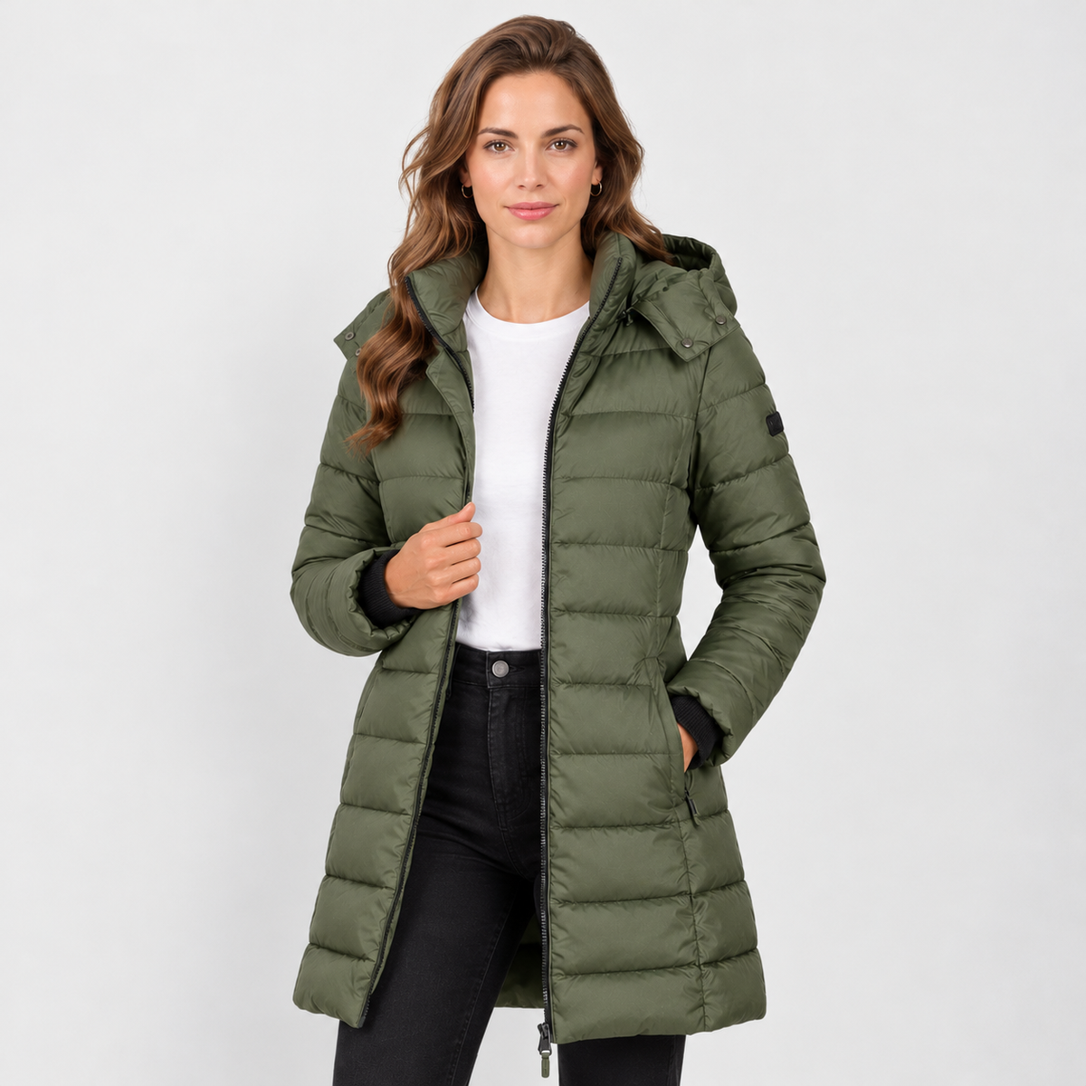 Chaqueta Acolchada con Capucha para Mujer, Abrigo de Invierno