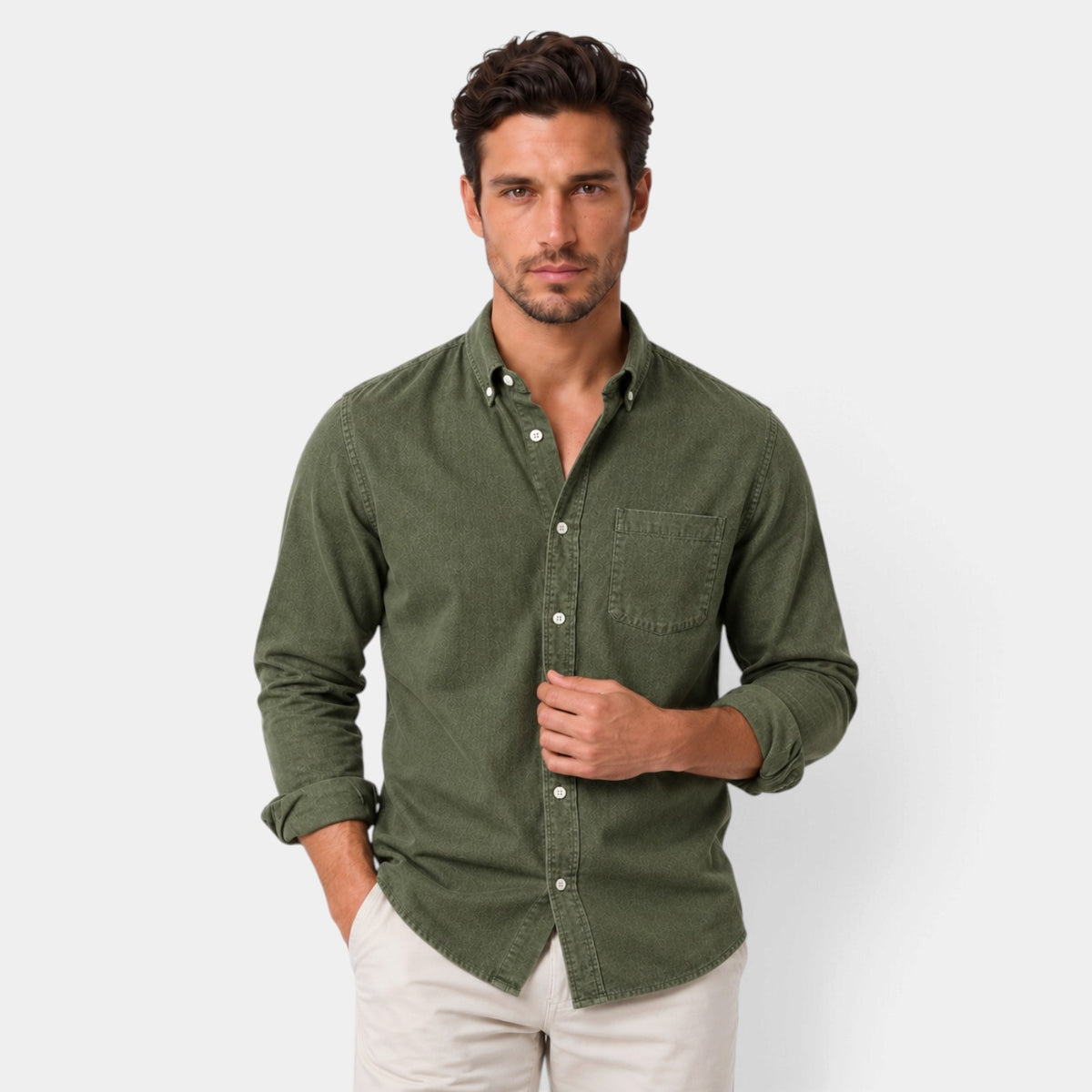 Men's Casual Relaxed Fit Long Sleeve Shirt