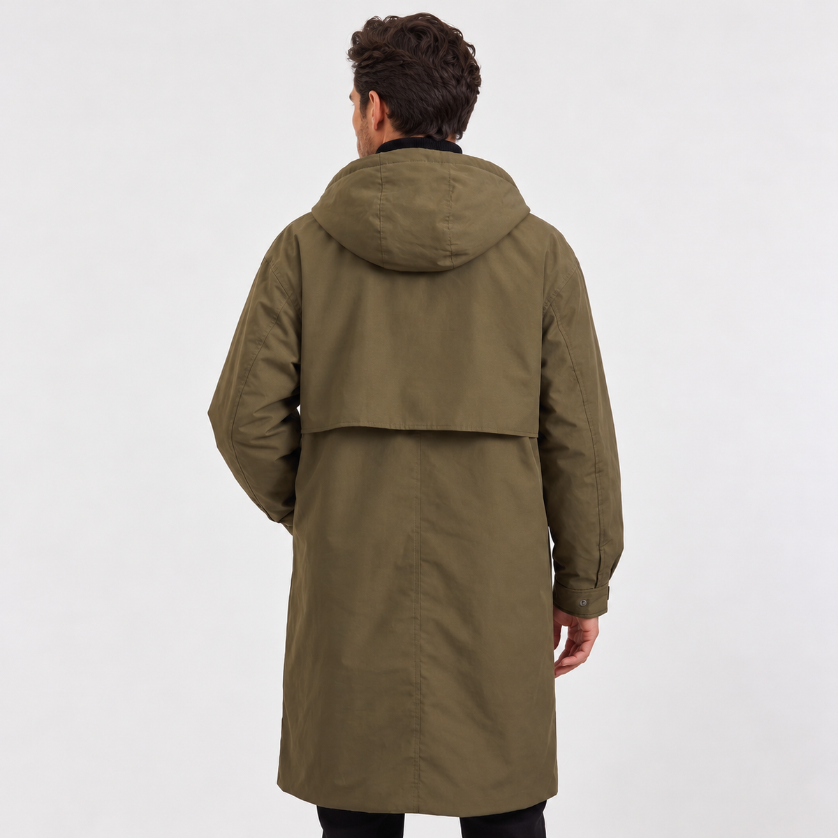 Men's Long Waterproof Hooded Parka - Full-Length Rain Coat
