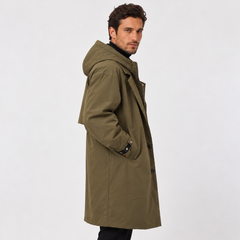 Men's Long Waterproof Hooded Parka - Full-Length Rain Coat
