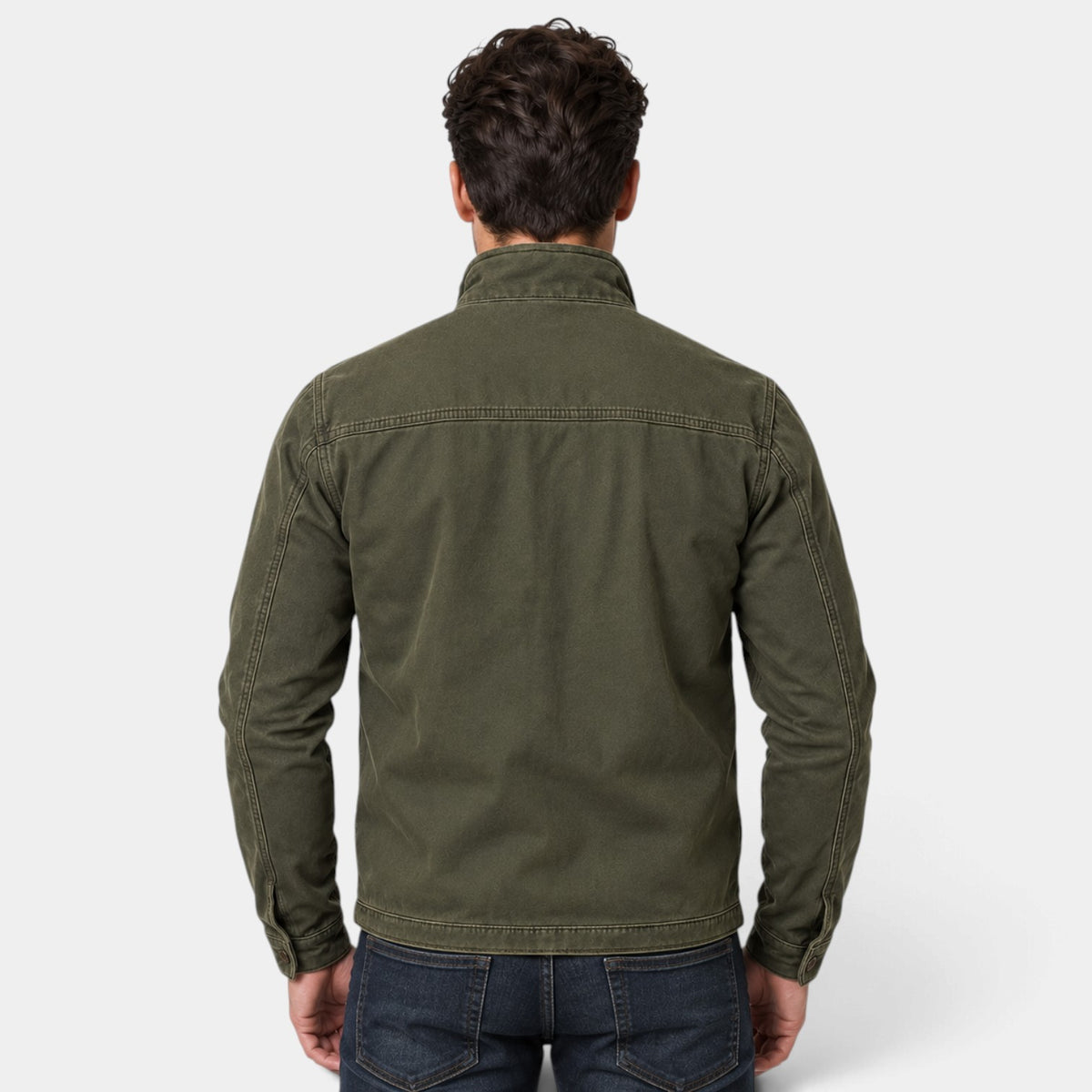 Chaqueta Verde Vintage para Hombre con Cuello Mao