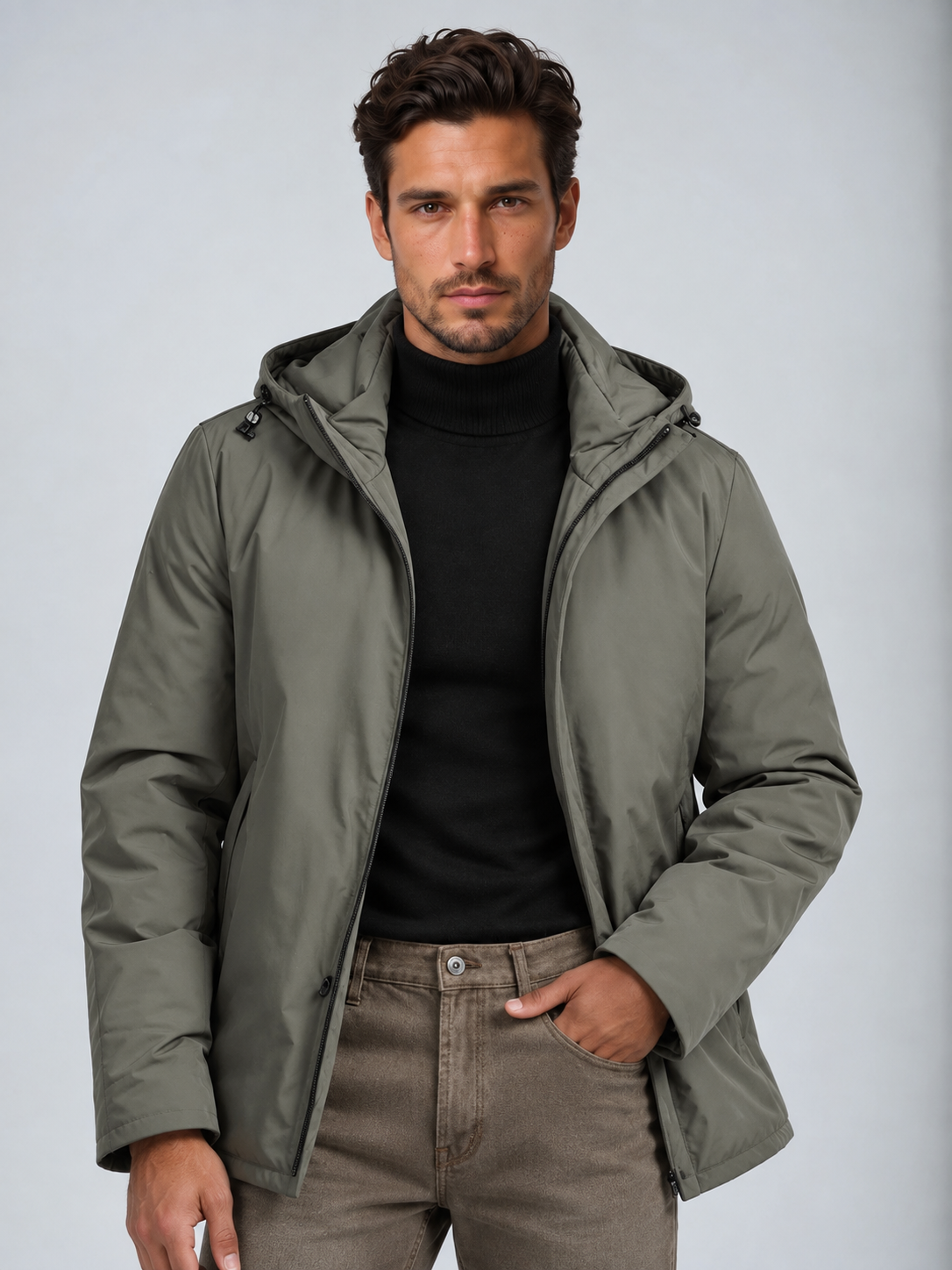 Chaqueta Hombre Impermeable con Capucha