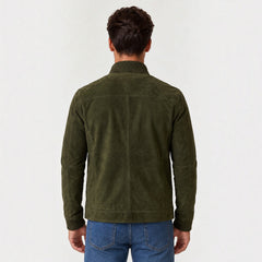 Men's Faux Suede Button-Up Trucker Jacket