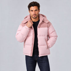 Men's Nordic Style Hooded Puffer Jacket with Pockets