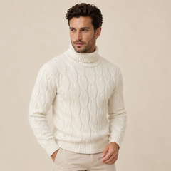 Men's Cable Knit Turtleneck Sweater - Chunky Pullover