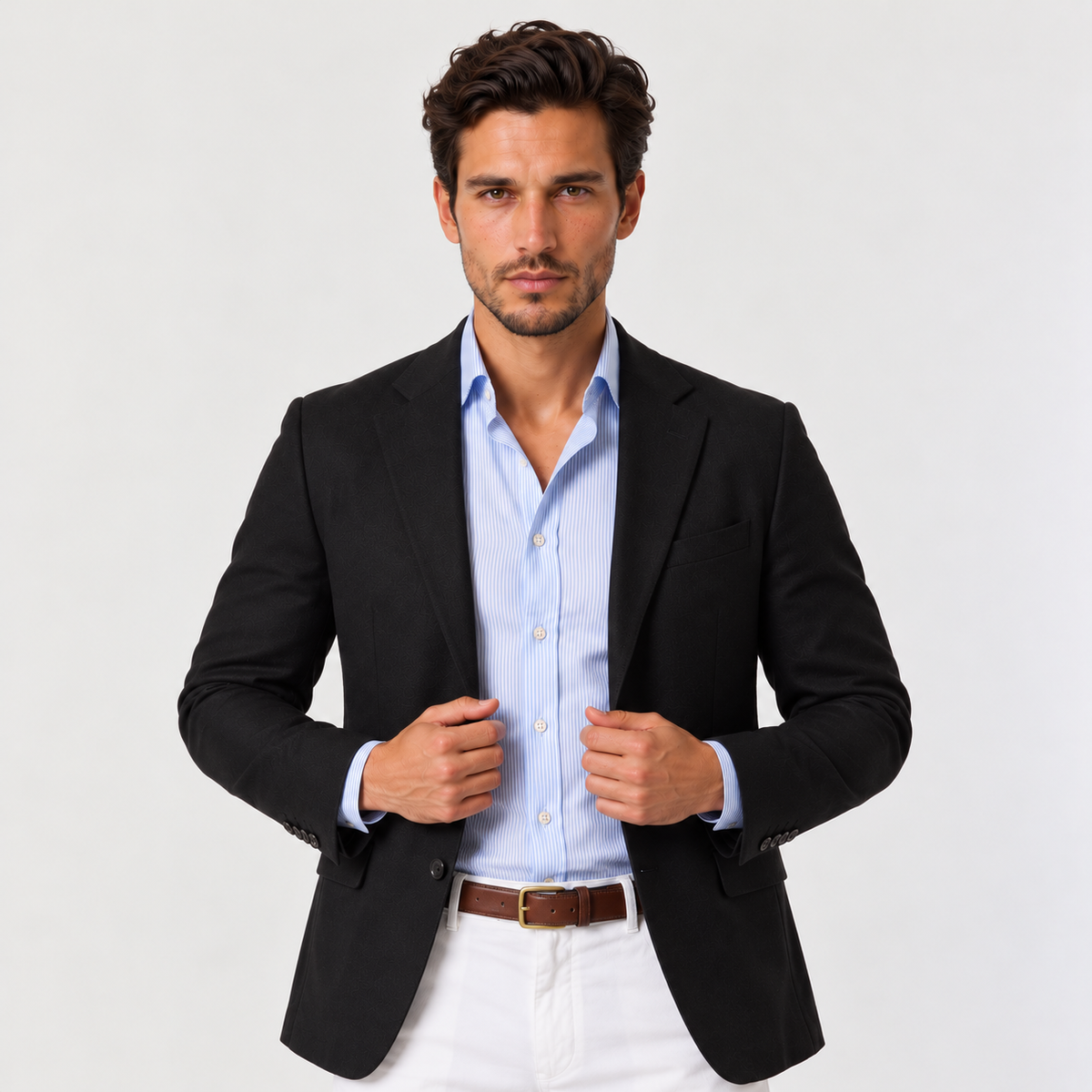 Blazer Hombre de Punto Entallado Smart Casual