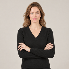 Jersey de Cashmere Mujer con Cuello Pico