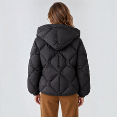Women's Cropped Hooded Puffer Jacket - Loose Fit
