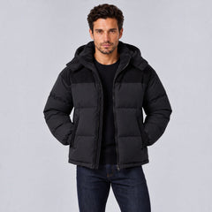 Men's Nordic Style Hooded Puffer Jacket with Pockets