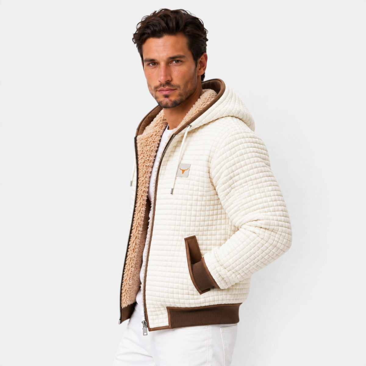 Men's Sherpa-Lined Puffer Jacket - Full Zip