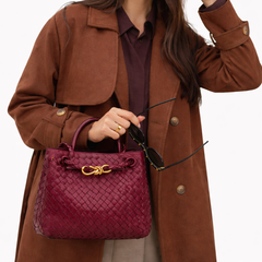 Women's Woven Vegan Leather Tote Bag - Everyday Shoulder Bag