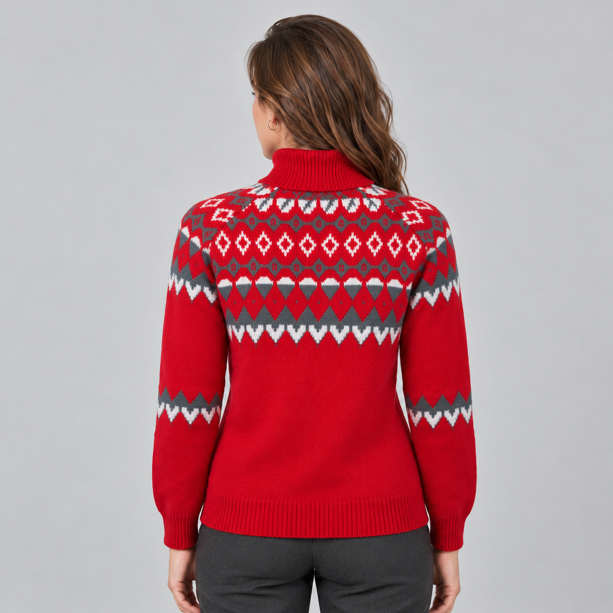 Jersey de Mujer de Cuello Alto con Estampado Fair Isle