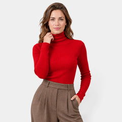 Jersey de Cachemira Mujer Cuello Alto Entallado