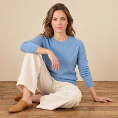 Jersey de Cuello Redondo de Cashmere Puro para Mujer