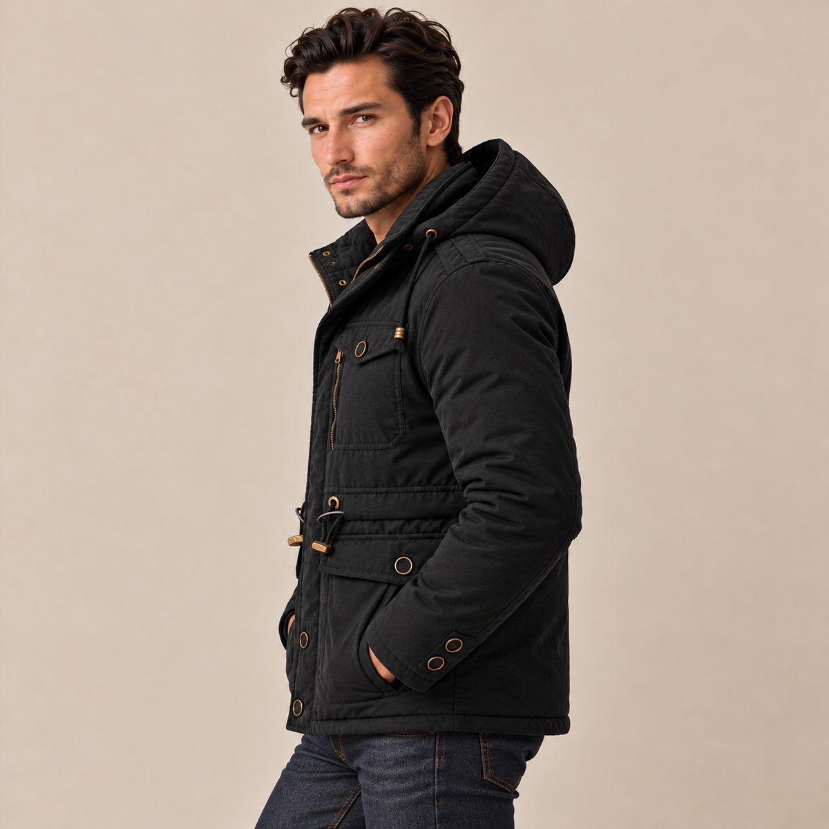 Men's Hooded Winter Utility Jacket - Warm Field Coat