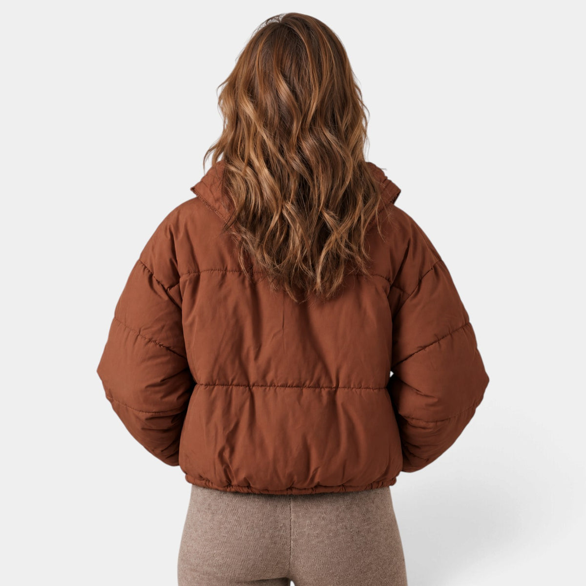 Chaqueta Acolchada Corta con Capucha y Bajo Ajustable