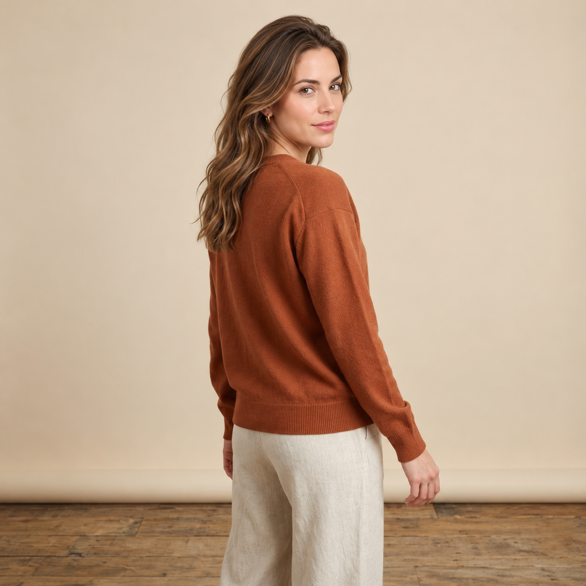 Jersey de Cashmere Mujer con Cuello Pico