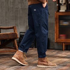 Men's Cargo Pants with Patch Pockets - Belt Detail