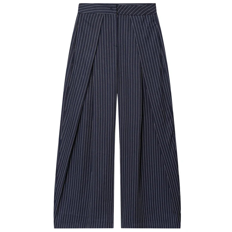 Women's High-Waisted Pleated Wide Leg Pants - Front Darts
