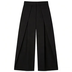 Women's High-Waisted Pleated Wide Leg Pants - Front Darts