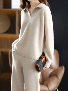 Women's Knitted Polo and Harem Pants Set